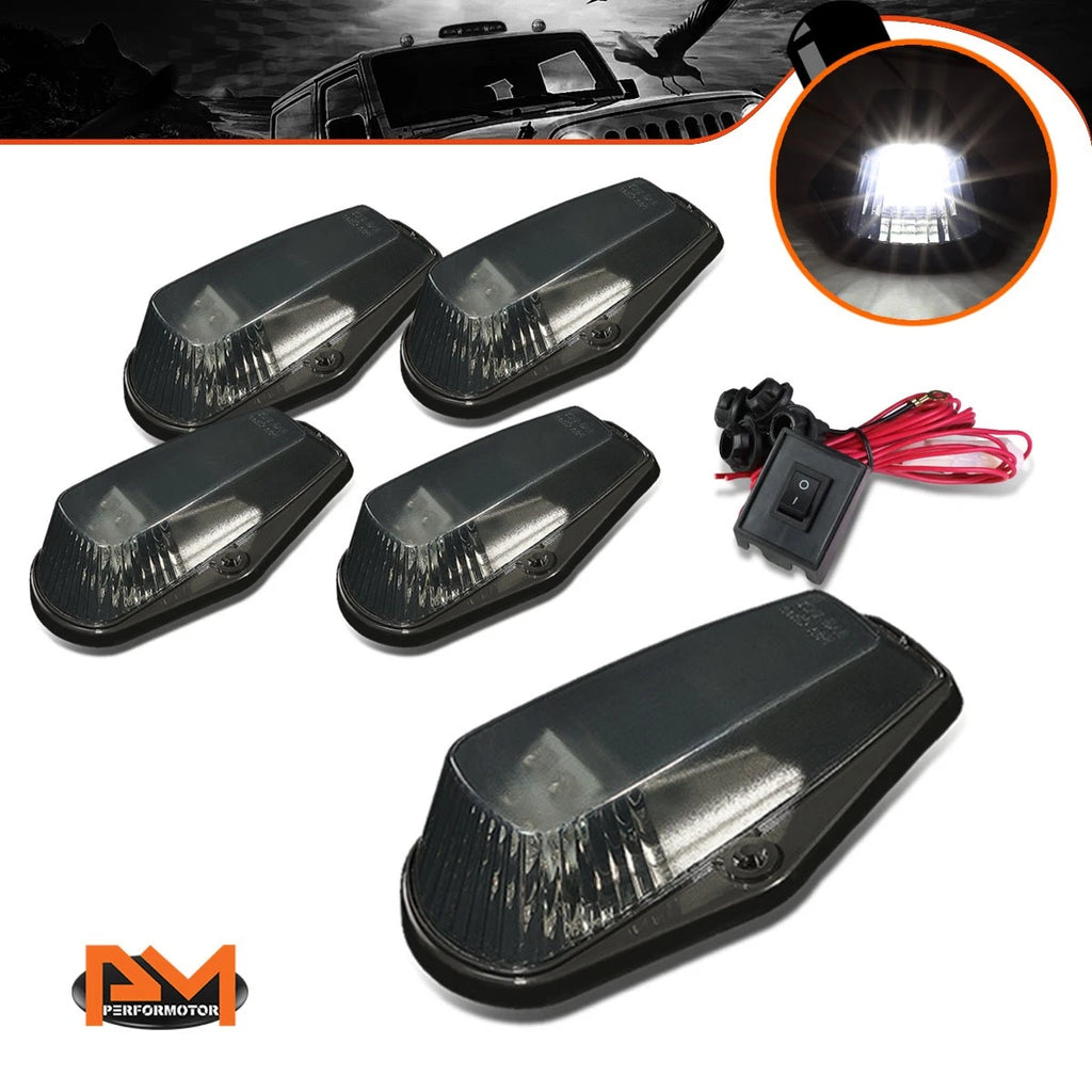 5Pcs Cab Roof Running Light with Switch Smoked White LED for F-Series (1980–1996)