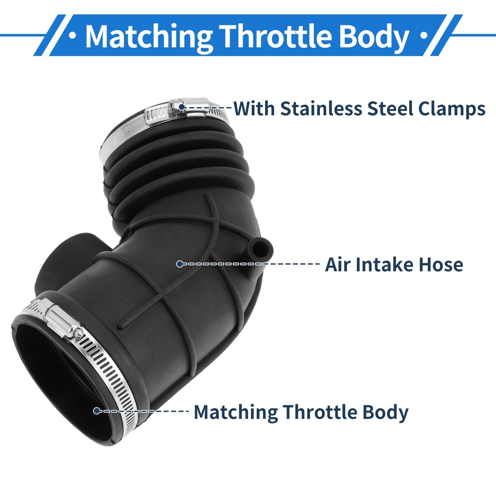 Engine Air Intake Hose with Clamps for BMW 525i E38 (2001–2003) No. 13541435625