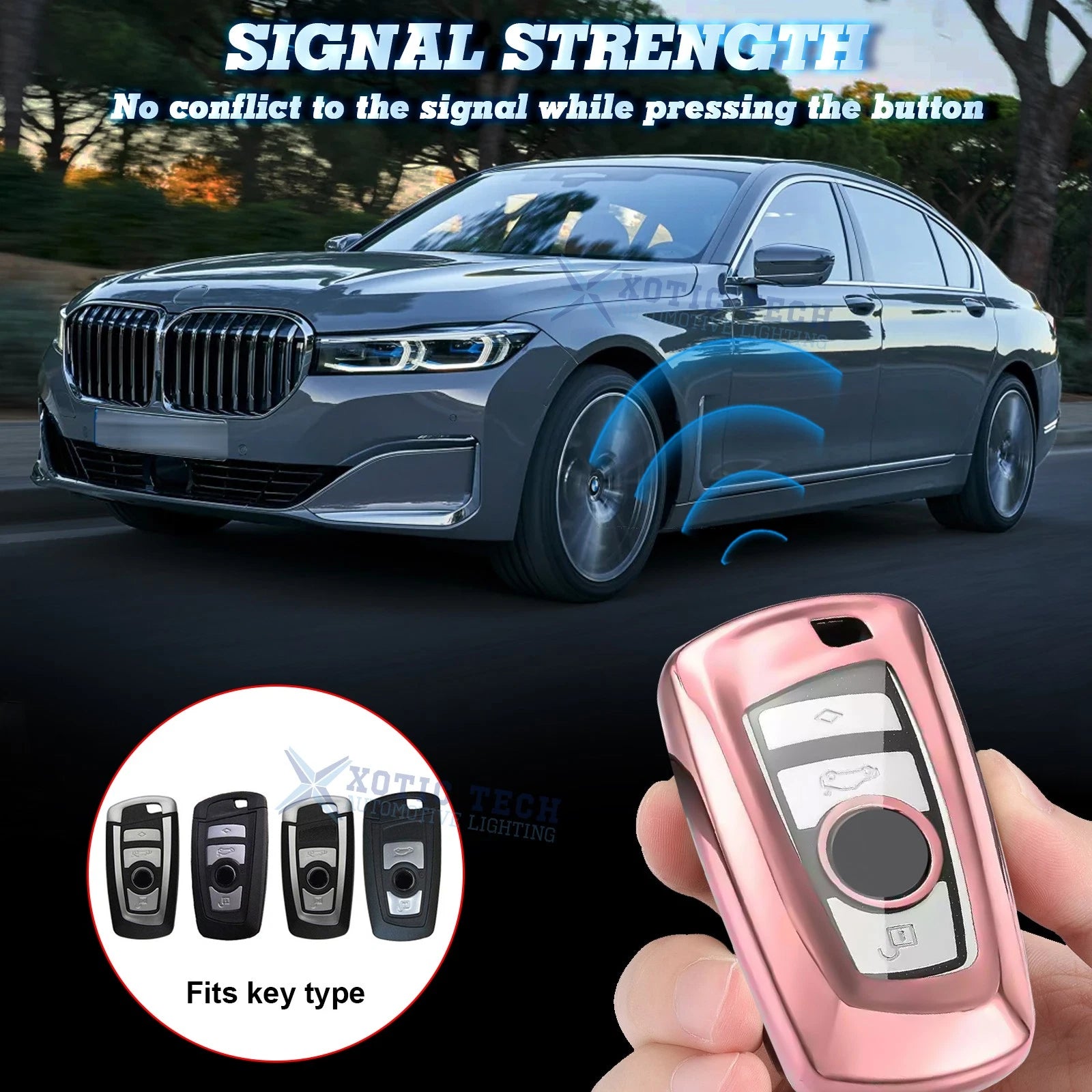 2PCS Pink Remote Control Key Fob Shell Cover for BMW 2-5 Series (2016-2020)
