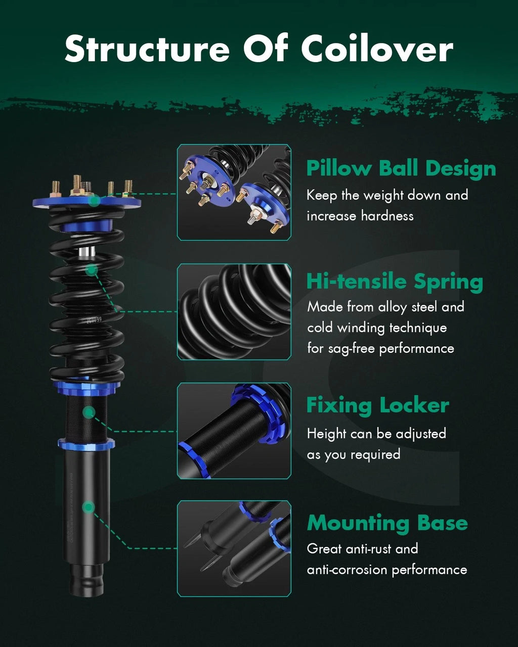 Coilovers Kit for Honda Accord (2008–2012) - Adjustable Height Shocks