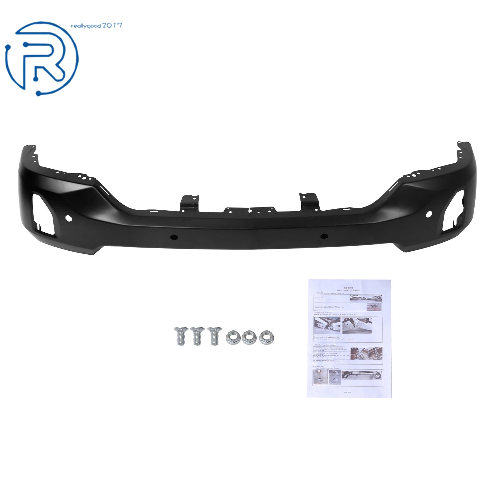 Front Bumper Face Bar Steel Black for Chevrolet Silverado 1500 (2016-2018)