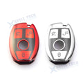 2X Red & Silver TPU Full Key Shell Case for Mercedes-Benz A B C SLK (2000–2015)