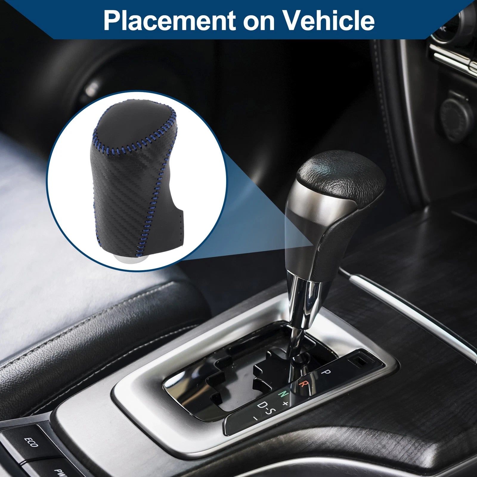 1 Pc Gear Shift Knob Cover for Chevrolet Malibu (2016–2023) Carbon Fiber Blue