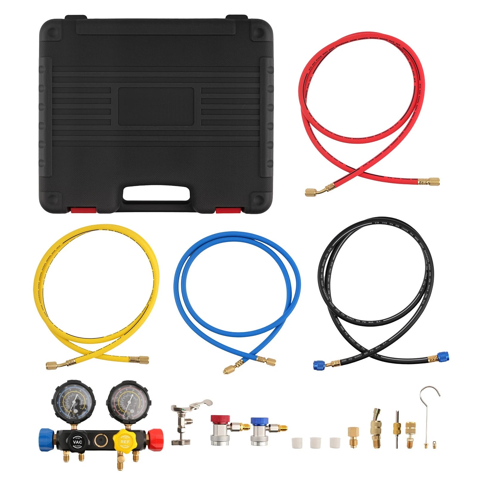 4-Way Manifold Set for R134a R22 R410a with Brass Fittings