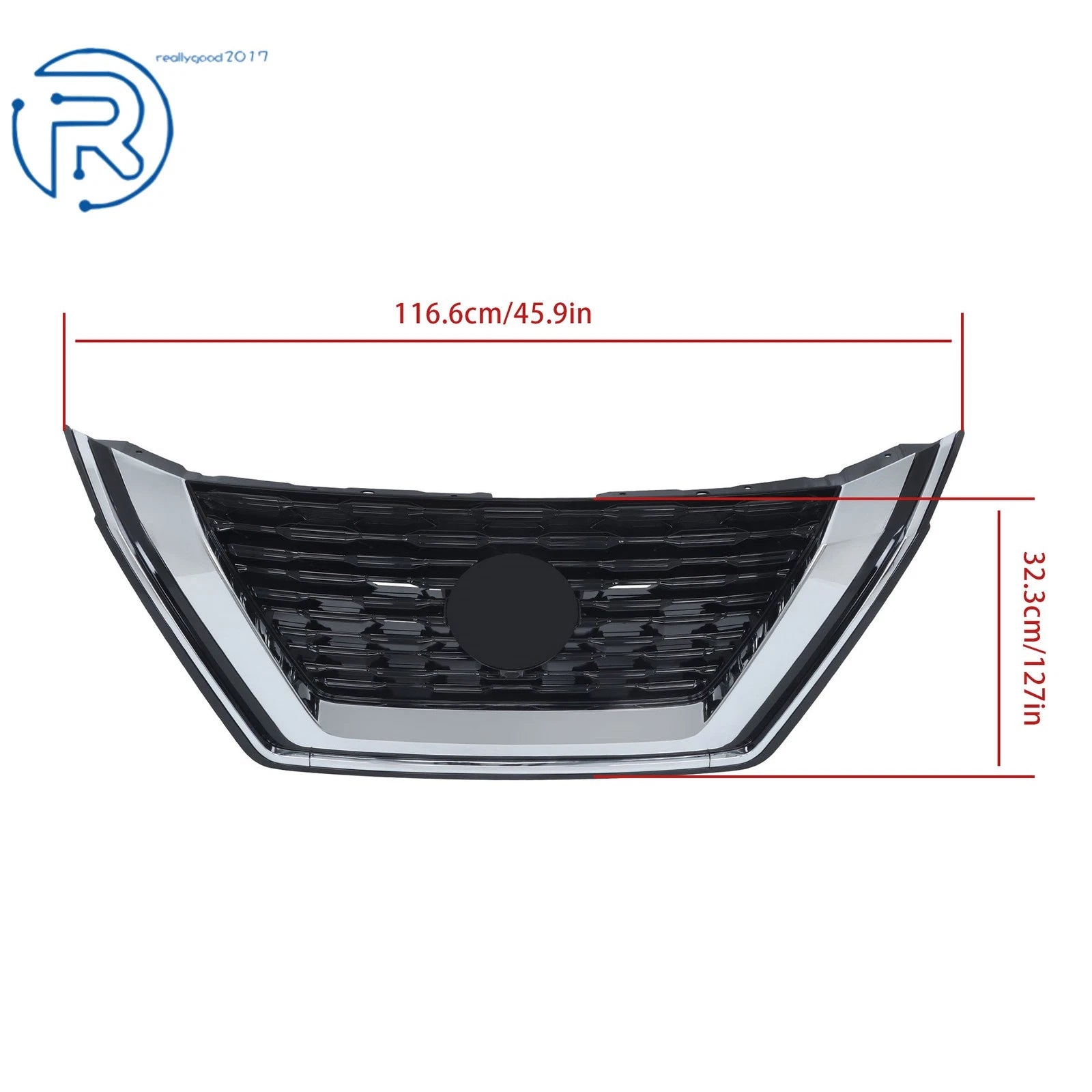 Polished Chrome Front Upper Grill with Camera Slot for Nissan Rogue (2021-2023)