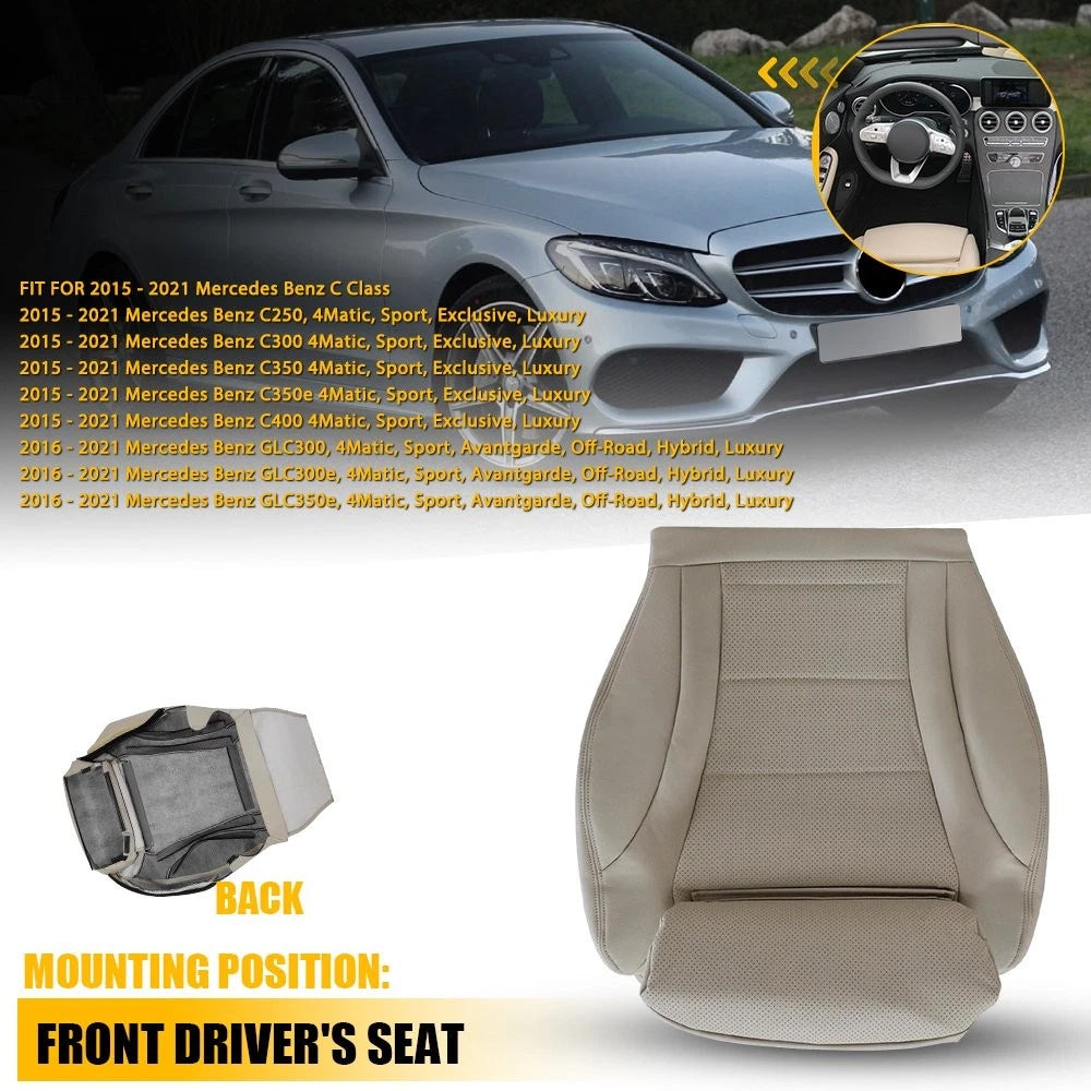 Front Driver Bottom Seat Cover for Mercedes Benz C300 (2015–2021) Tan Leather