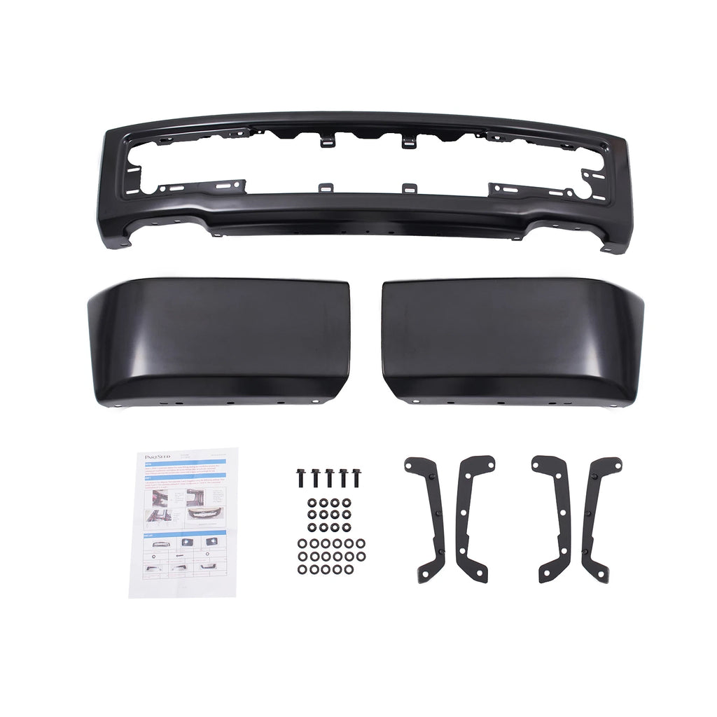 Front Bumper Face Bar for Ford F-150 (2015–2017) W/o Fog Light Holes Black Steel