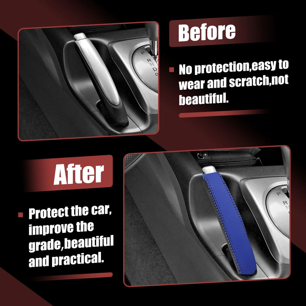 Faux Leather Handbrake Cover Trim for Honda Civic (2006–2011) Black Blue