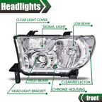 Set of 2 Chrome Headlights for Toyota Tundra, Sequoia (2007–2017)