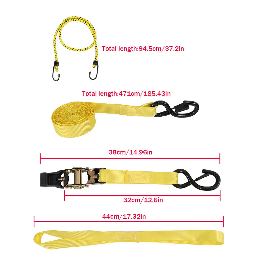 Set of 4 15 FT Ratchet Tie Down Straps
