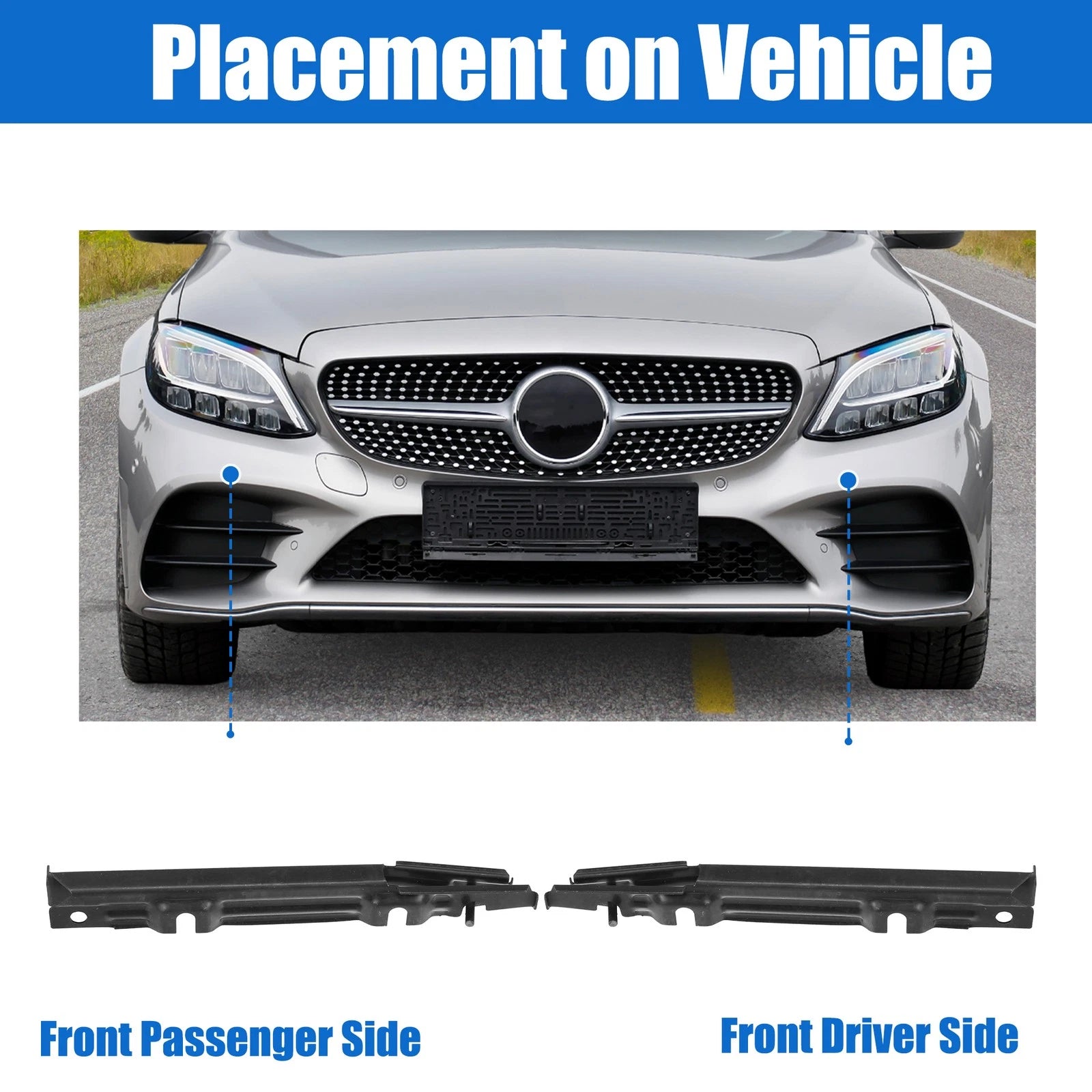 Set of 2 Upper Bumper Cover Support Brackets for Mercedes-Benz 