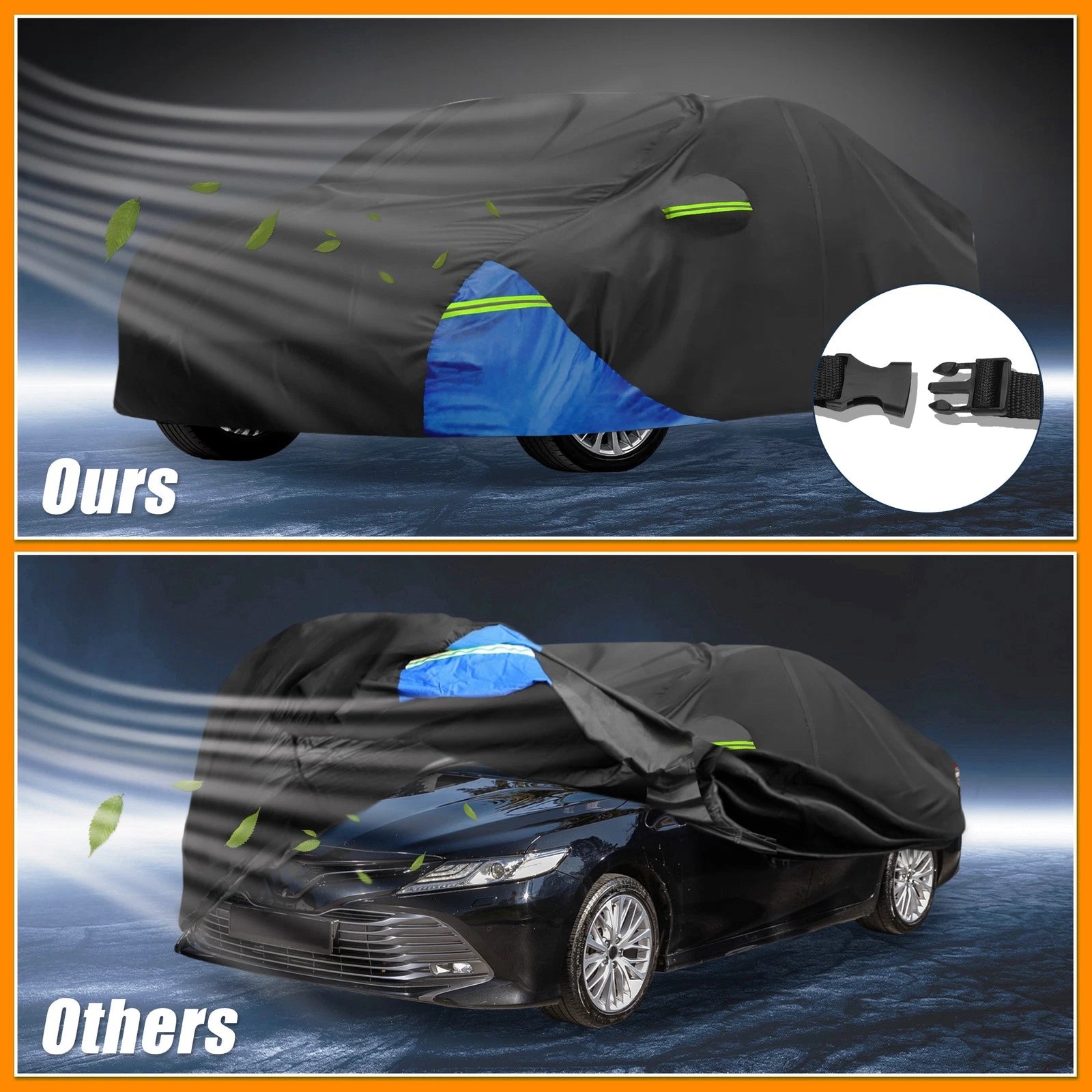 Waterproof Car Cover for Toyota Camry (Oxford Cloth, Black/Blue)