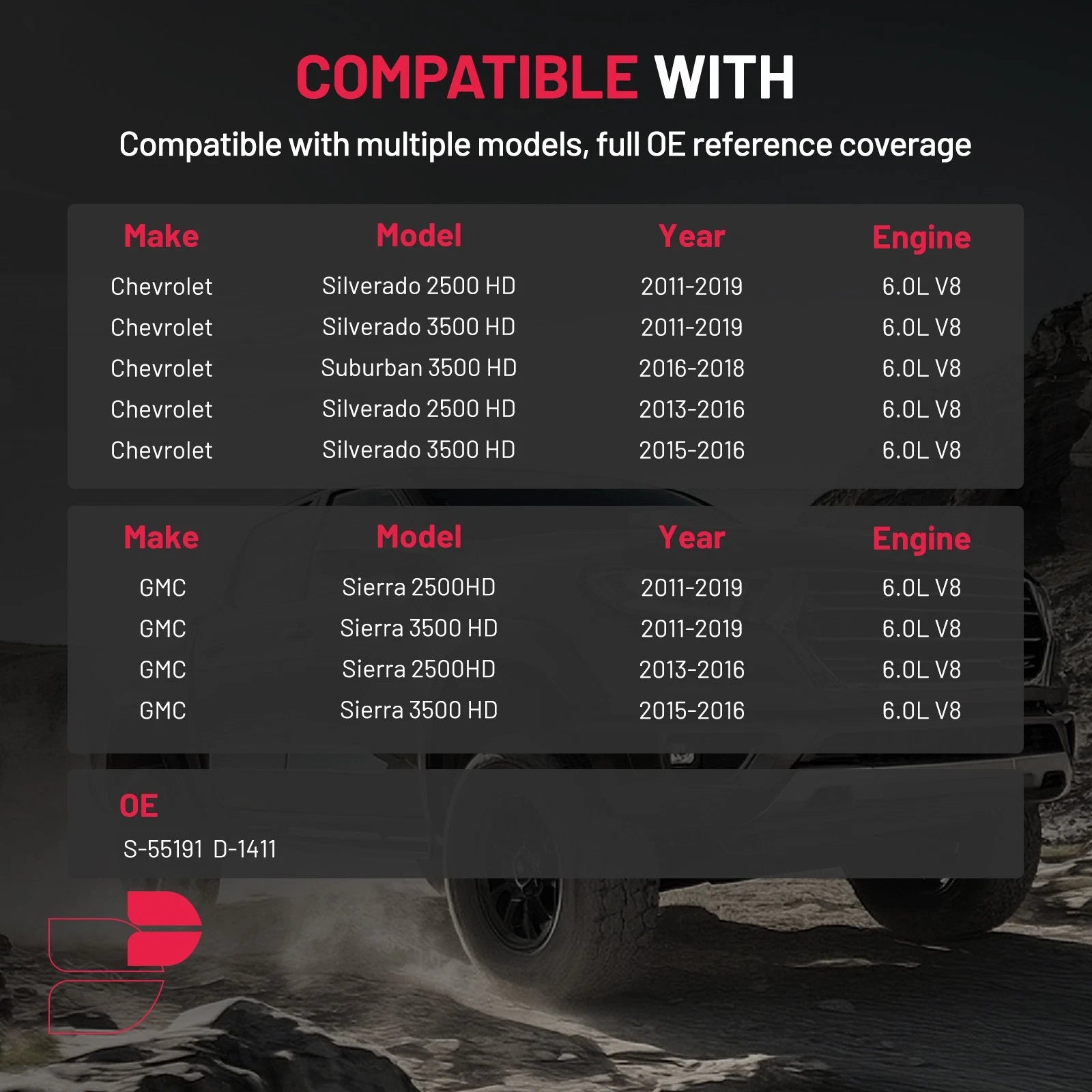 Front Drilled Rotors Brake Pads Set for Chevrolet Silverado Sierra (2011–2019)