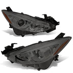 Pair of Smoked Housing Amber Corner Projector Headlights for Mazda 3 (2014–2016)