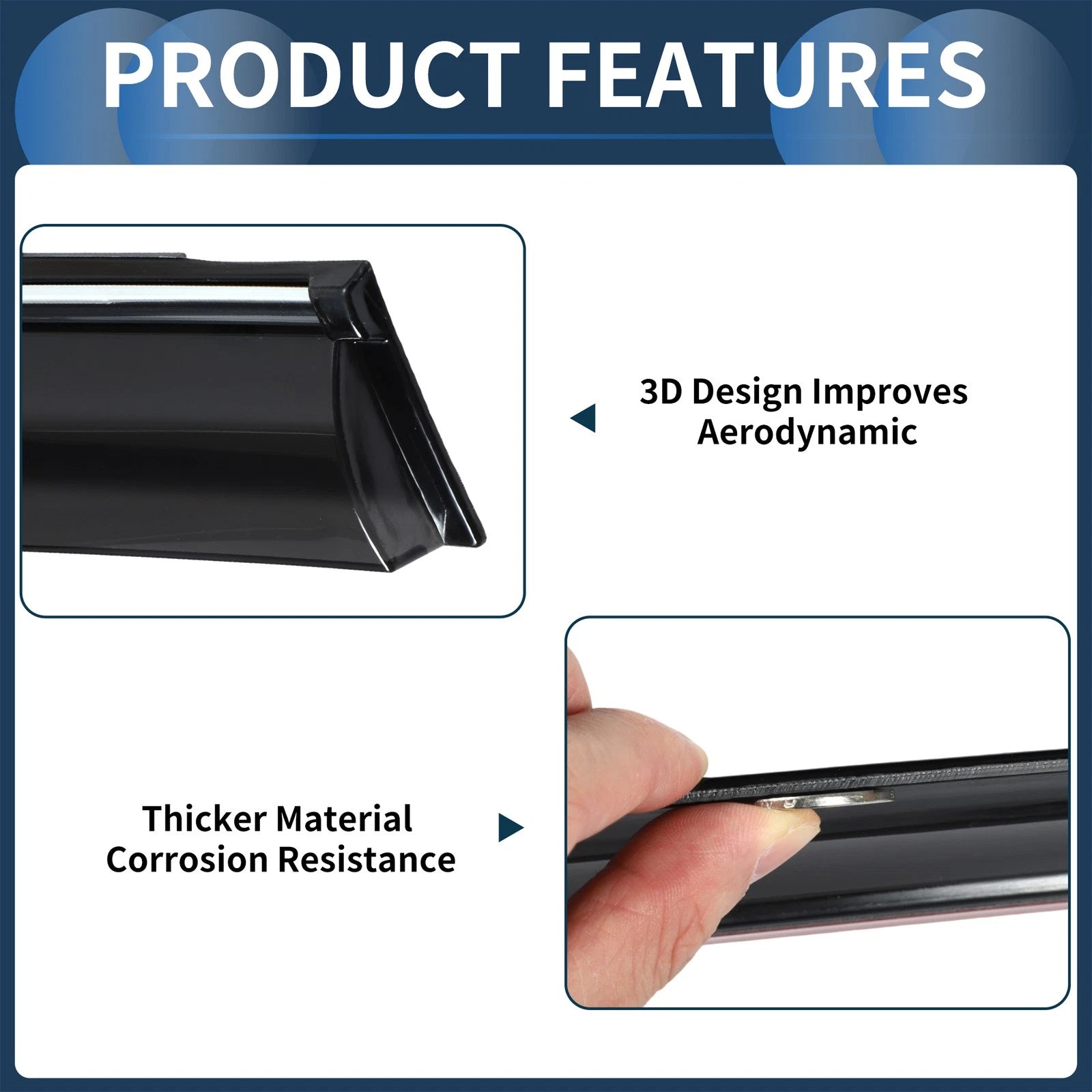Set of 4 Window Deflectors for Honda Civic Sedan (2012) - Black Vent Visors