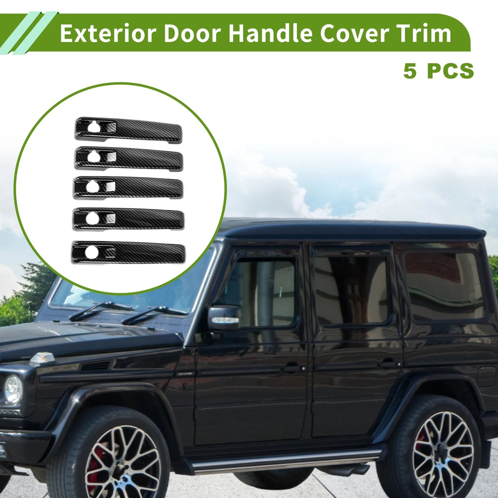 Set of 5 Carbon Fiber Black Exterior Door Handle Cover Trim for Mercedes-Benz G 