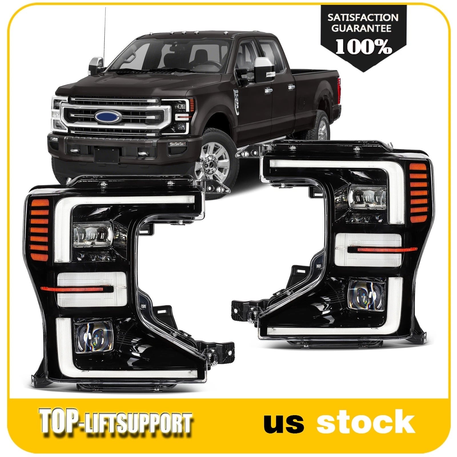 2X Full LED Headlights for Ford F250 F350 Super Duty (2020–2022)