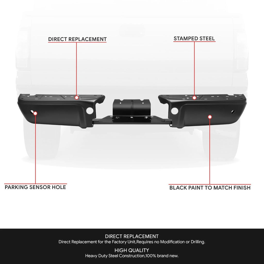 Rear Bumper Face Bar for Ford F-250 F-350 SD (2008–2016) w/Parking Sensor Holes