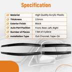 Set of 4 Window Rain Guards for Honda (2007–2008) Black Acrylic