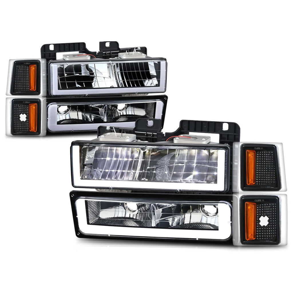 U-Shape LED DRL Headlights for Chevy C/K Pickup Suburban Tahoe (1994–2000)