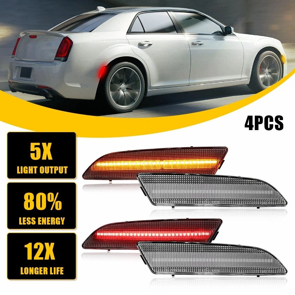 Set of 4 Clear Front & Rear Bumper Side Marker Lights for Chrysler Crossfire (2004–2008)