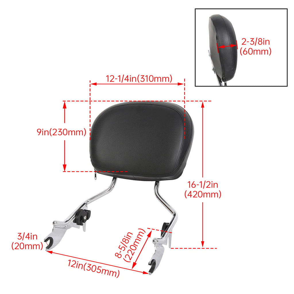 Detachable Back Rest Sissy Bar for Harley Touring Road Glide (2009–2026)