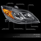 Right Passenger Side Headlight Lamp for Honda Civic Coupe (2014–2015) Chrome