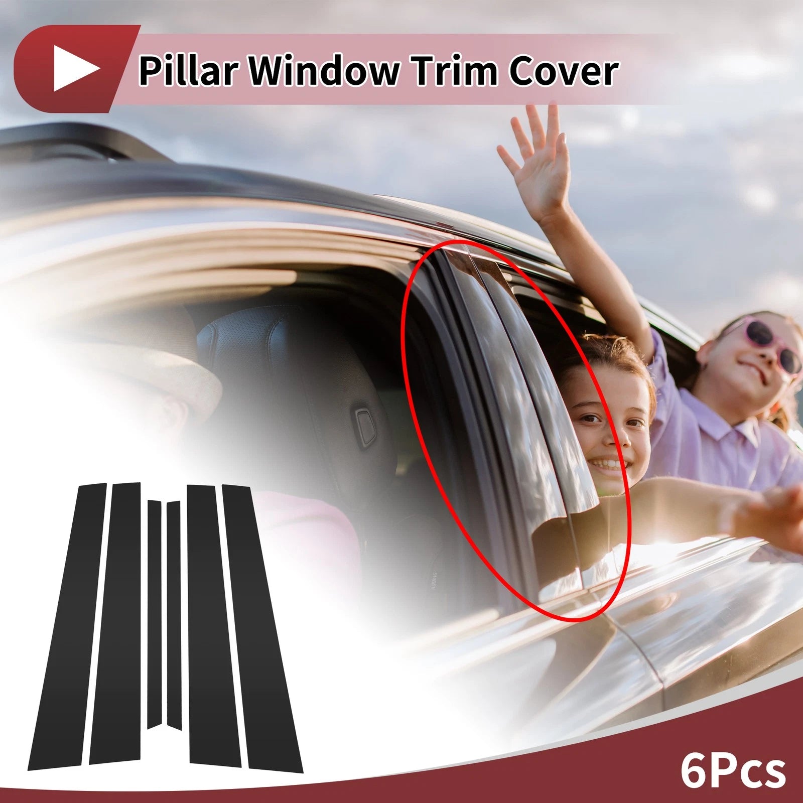 Set of 6 Car Door Pillar Window Trim for Lexus LS430 (2001–2006) Black
