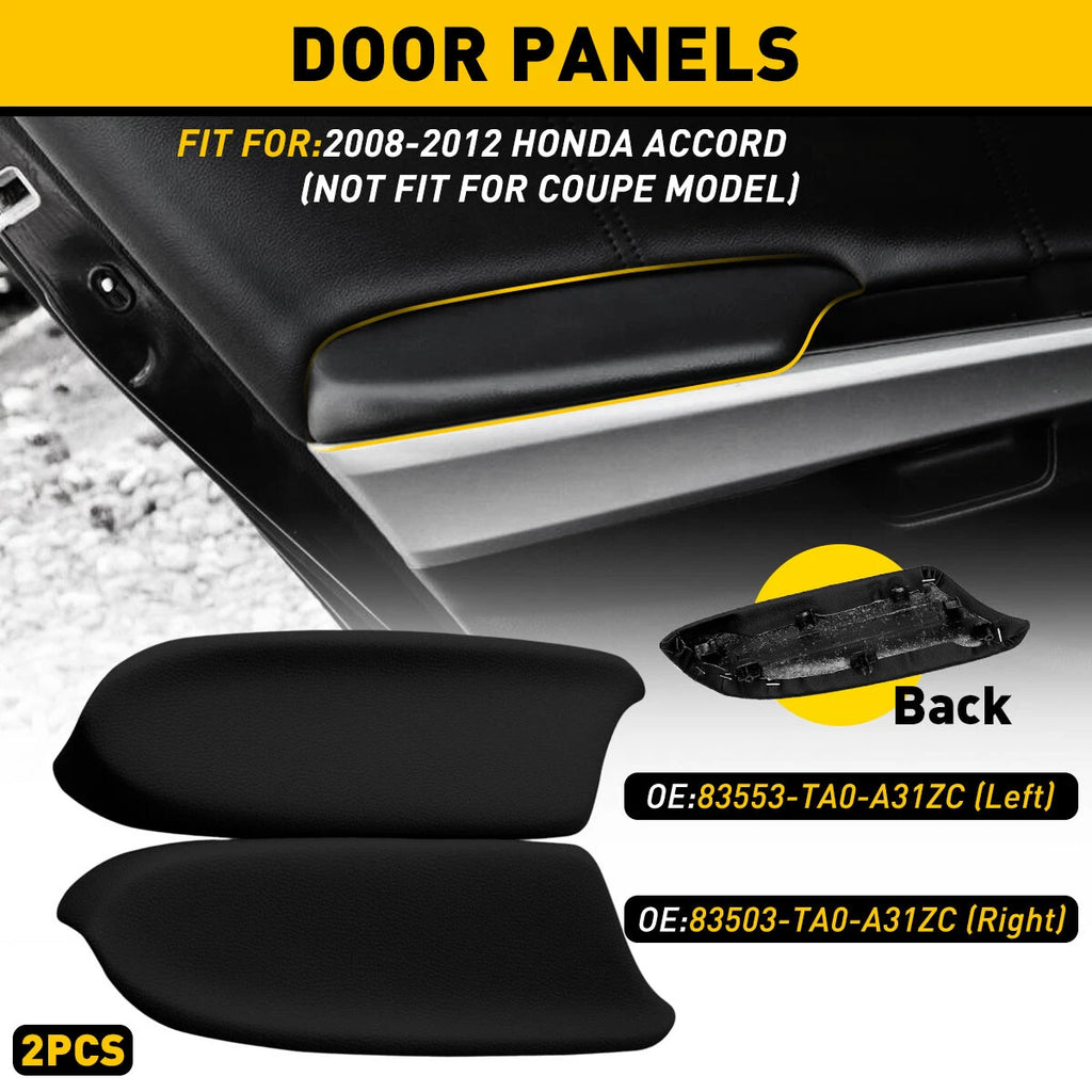 Front Pair Door Panels Armrest Cover for Honda Accord (2008–2012) Black