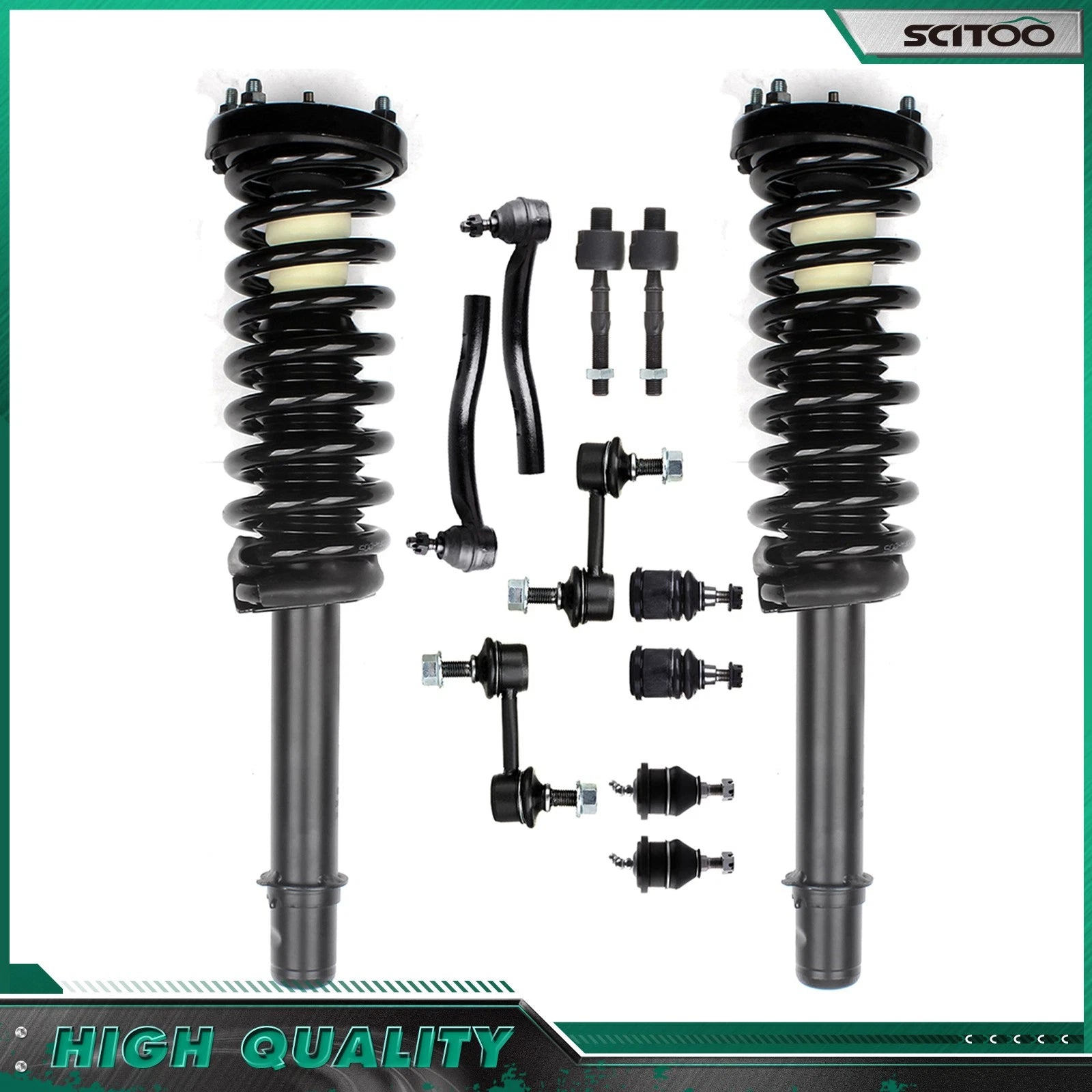 12pc Front Struts Ball Joint Sway Bar Tie Rod Kit for Honda Accord (2003–2007)