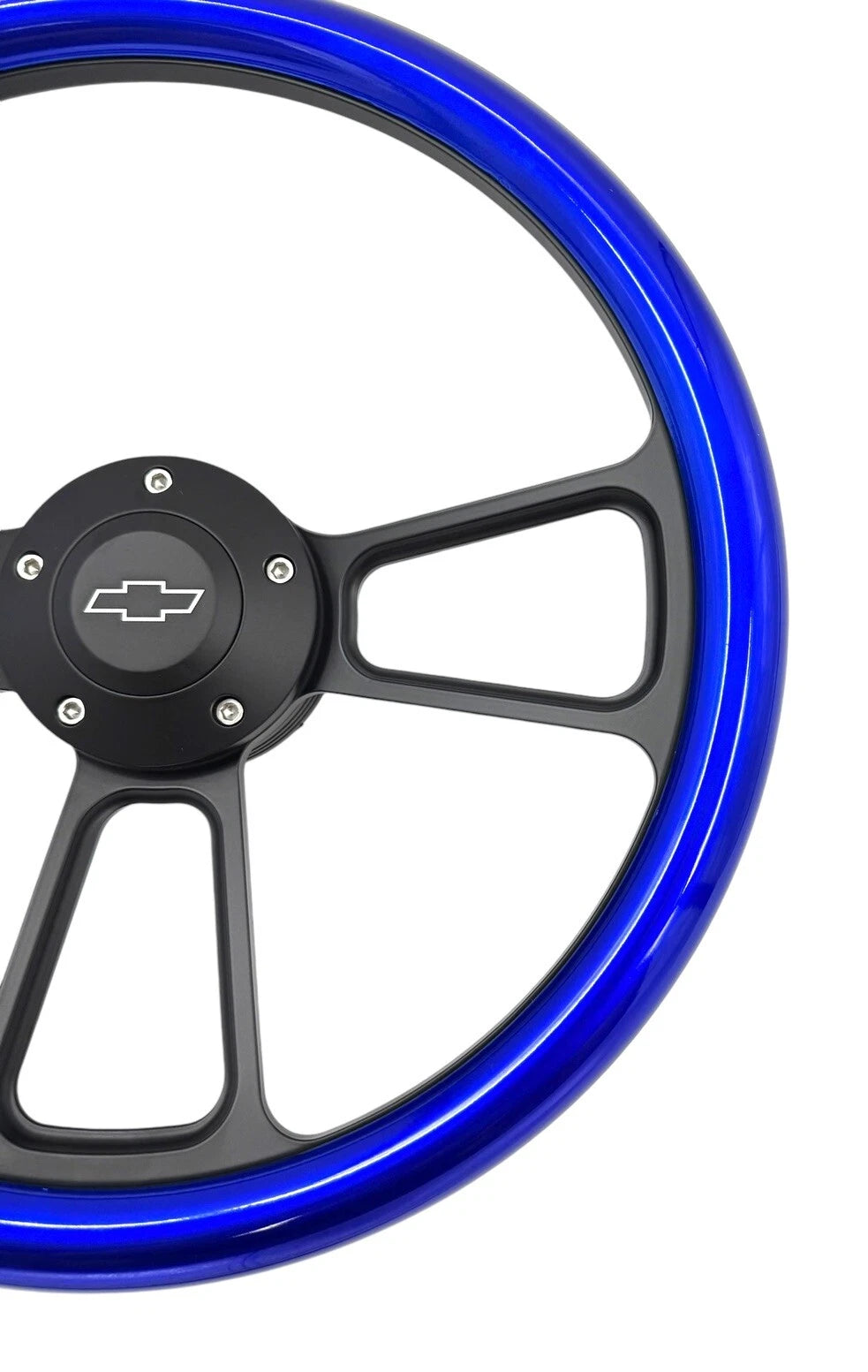 14 Inch 5 Hole Steering Wheel Replacement for Chevy Bowtie Blue Metallic (2006–2013)