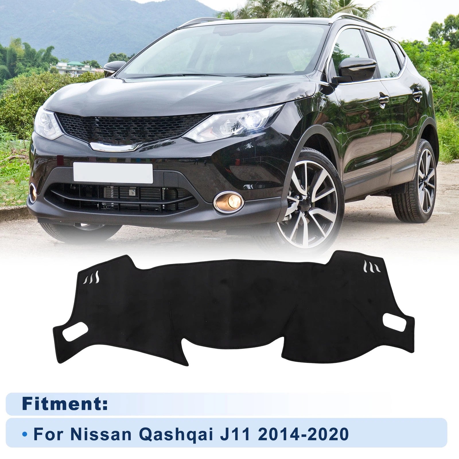 Dash Cover for Nissan Qashqai J11 (2014–2020) Without HUD, Flannel Black