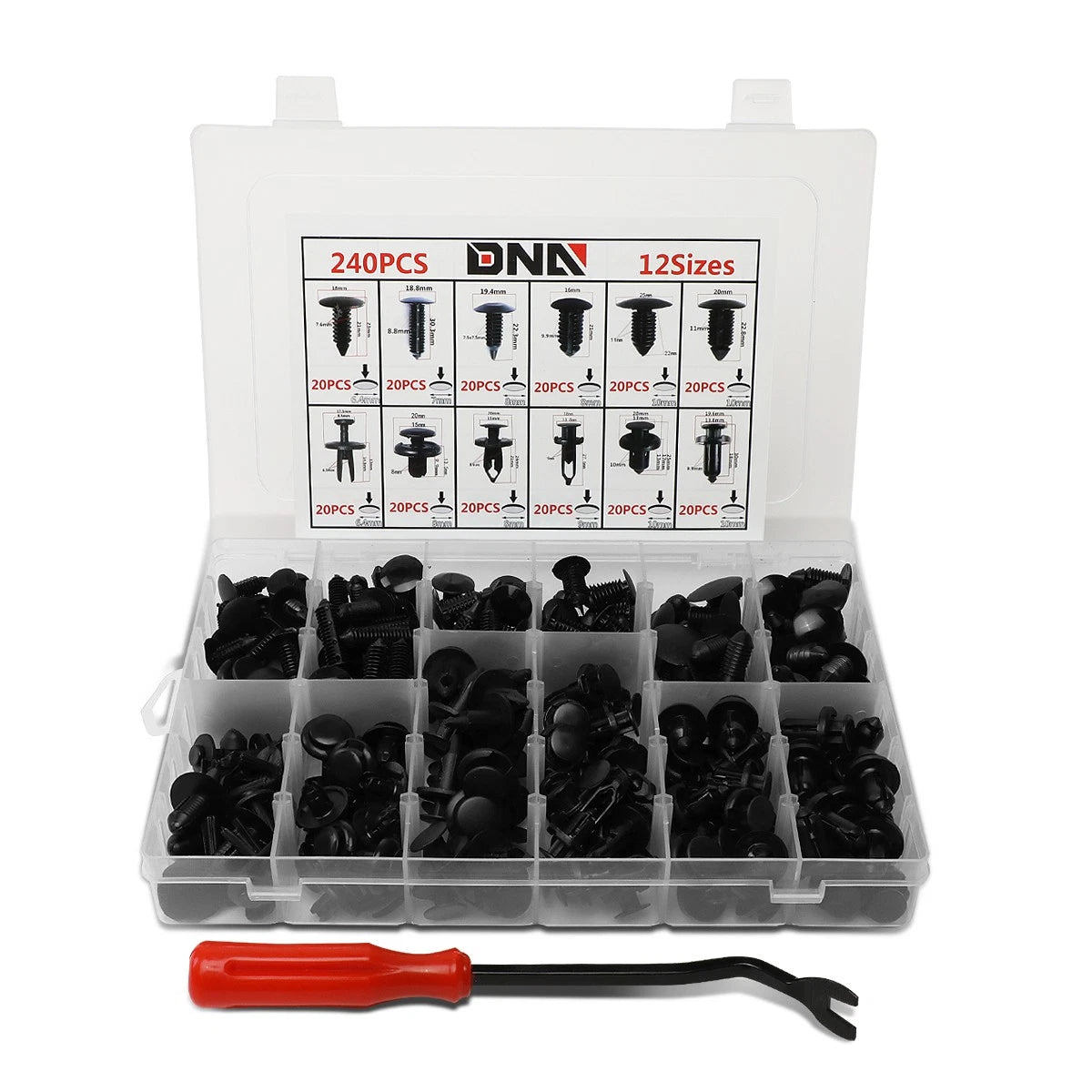 240Pc Bumper Nylon Rivet Retainer Push Pin Clip for
