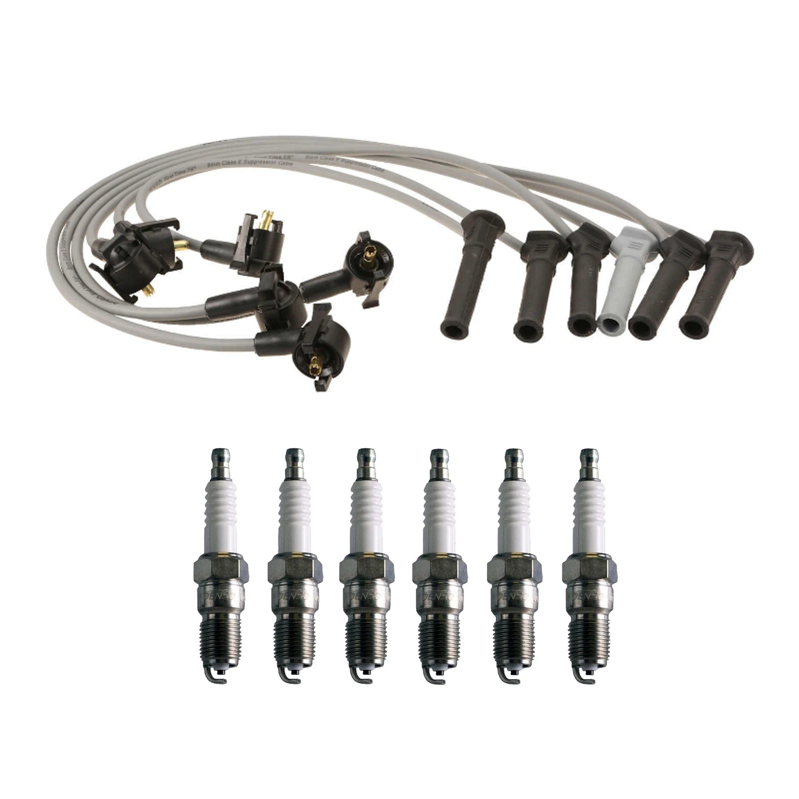 Denso 8mm Wire Set & 6 U-Groove Spark Plugs for Ford Mazda 4.0L V6