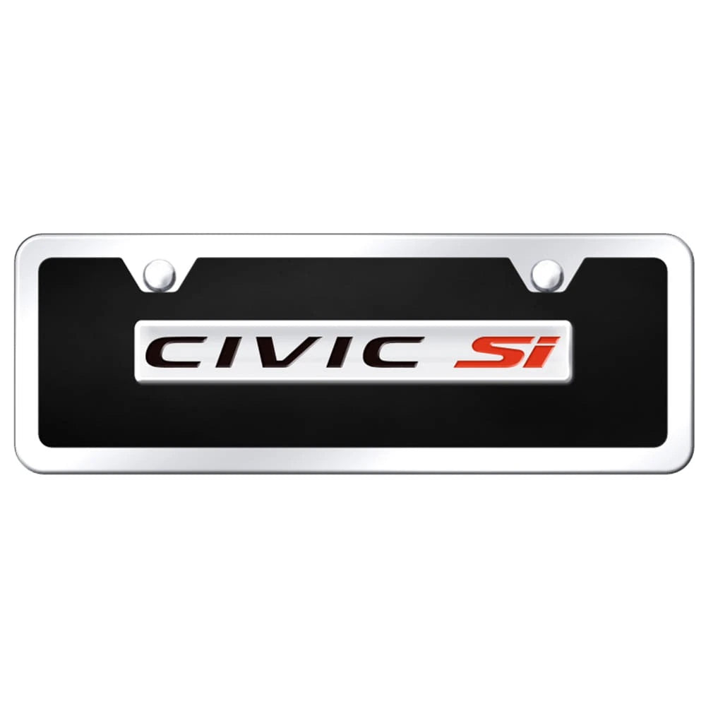 Chrome on Black Acrylic Mini License Plate Kit for Honda Civic Si