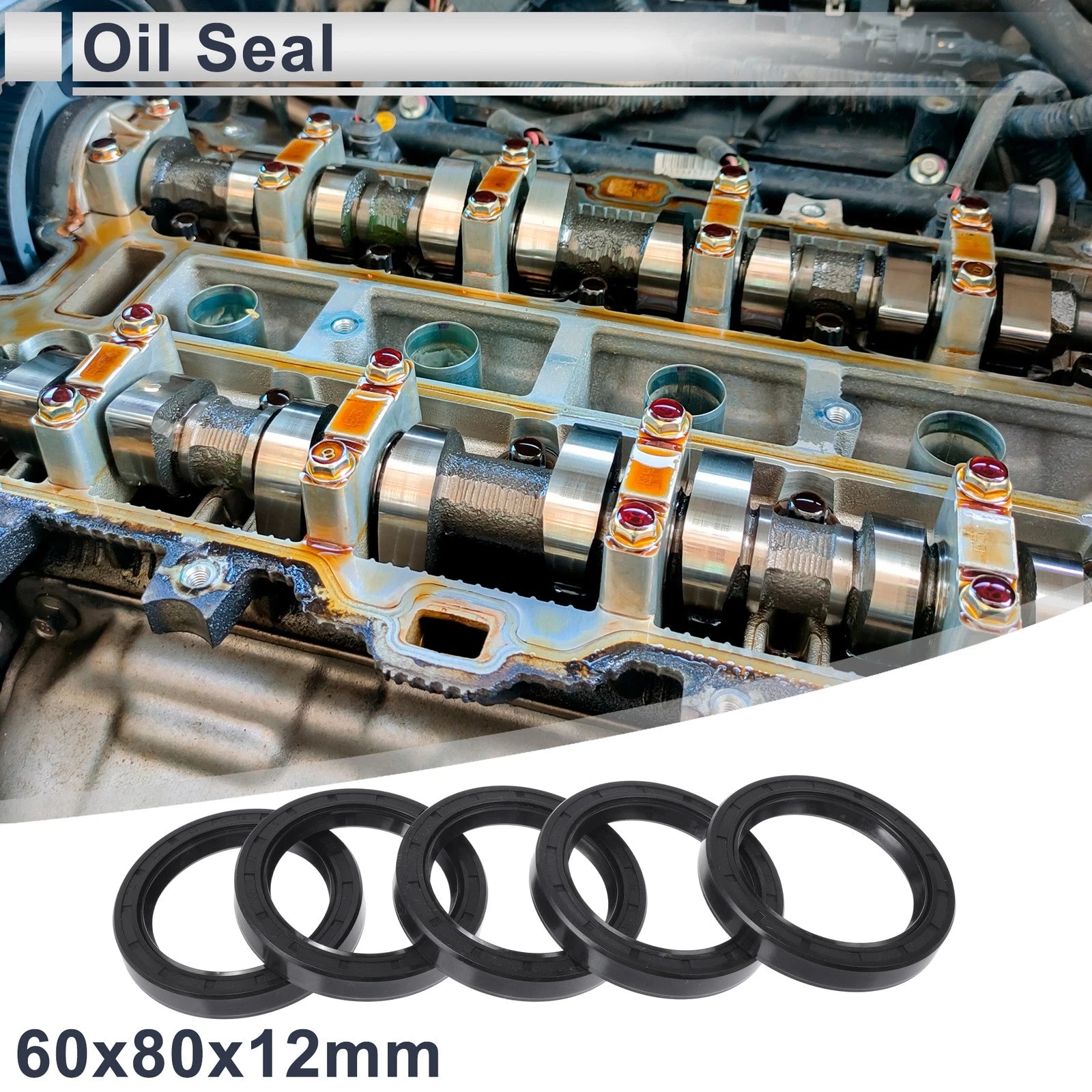 Set of 5 Oil Seal Rotary Shaft Seal NBR Rubber 60x80x12mm