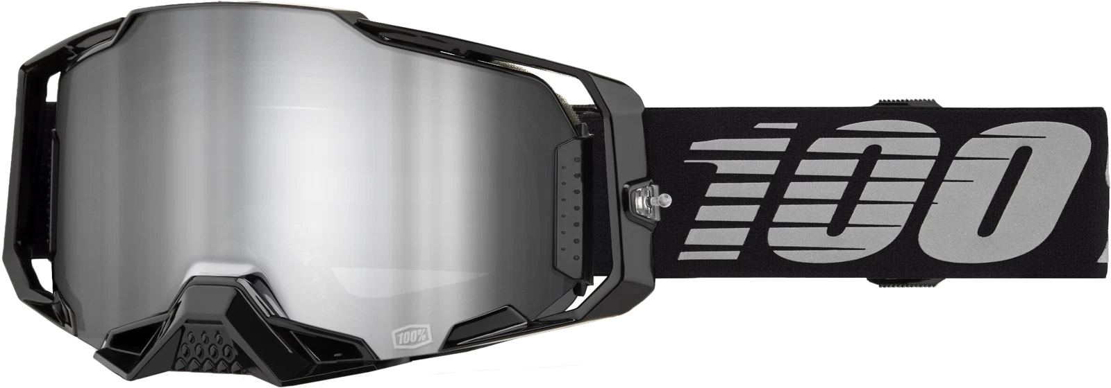 Armega Goggle for Offroad (100-Percent) - Black Mirror Silver Lens 50005-00030