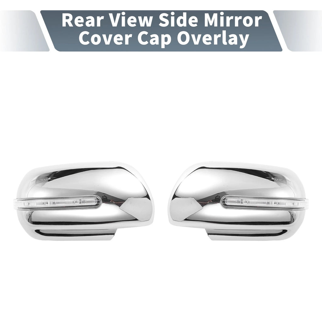 Set of 2 Rearview Mirror Cover Overlay Chrome for Suzuki (with LED Light)