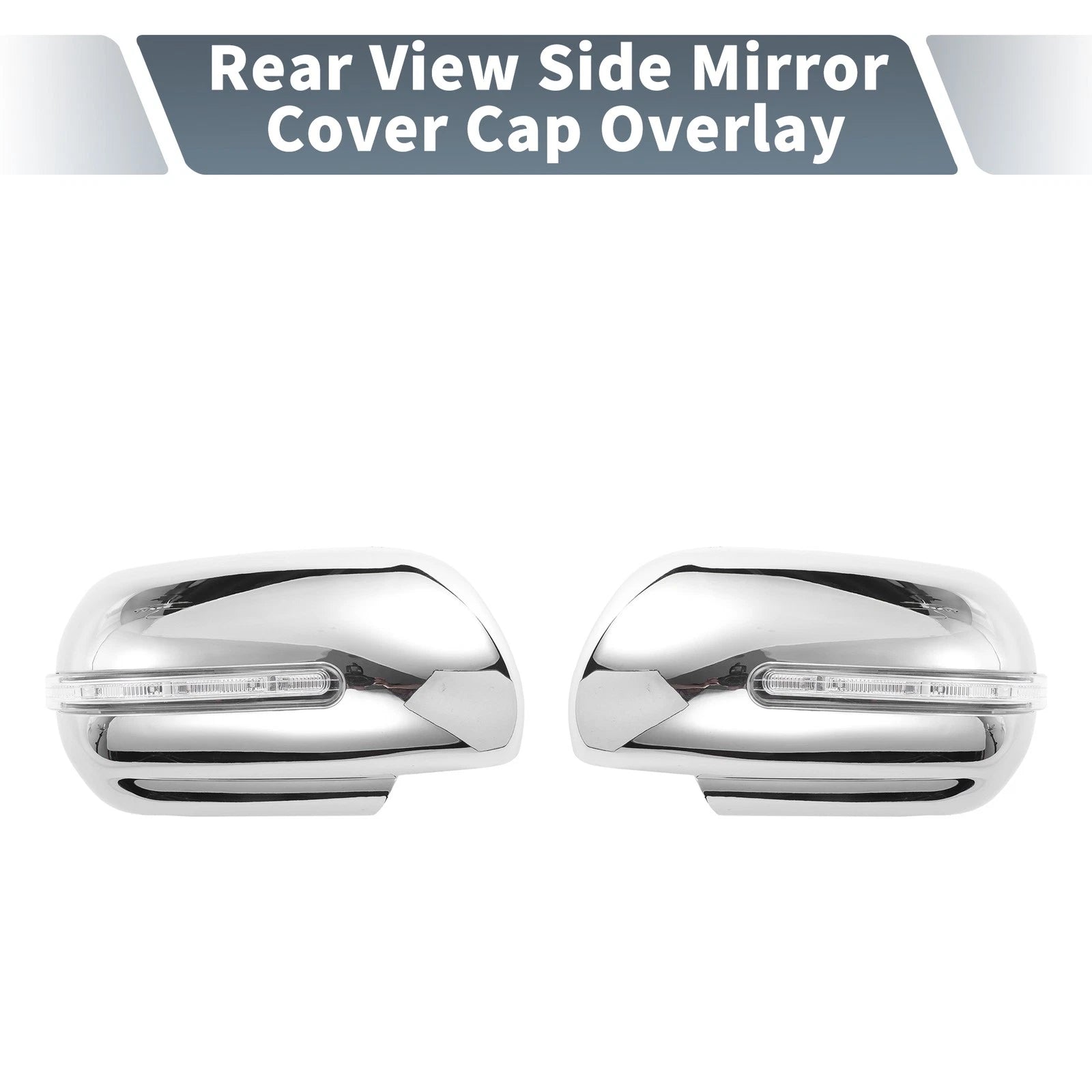 Set of 2 Rearview Mirror Cover Overlay Chrome for Suzuki (with LED Light)