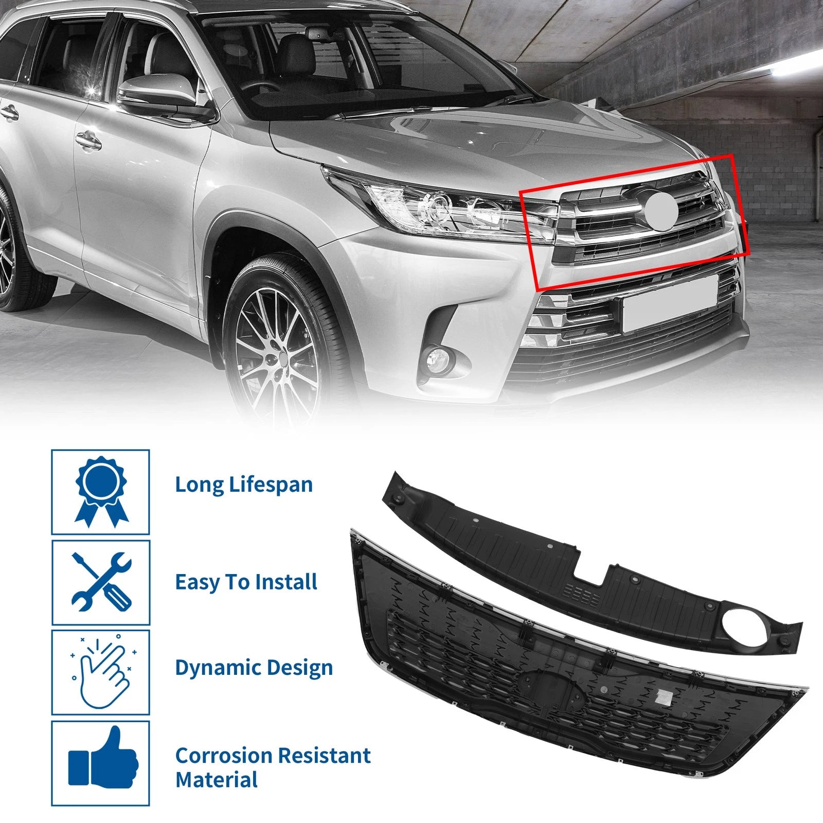 Front Upper Hood Bumper Grille for Kia Sorento (2013) No.863502P500 Black