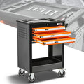 3 Drawer Rolling Tool Trolley Cabinet with Key Lockable Storage