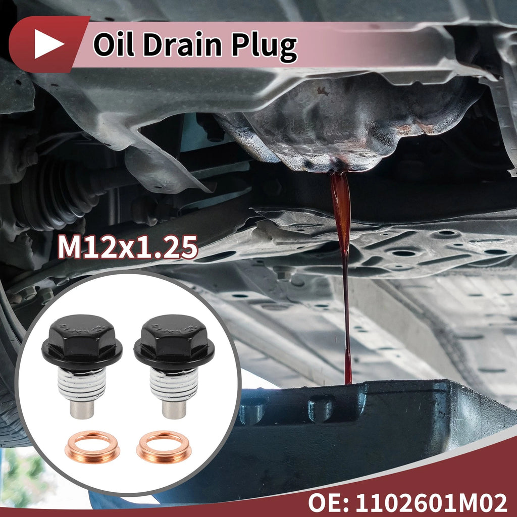 Set of 1 Oil Drain Plug for Nissan Infiniti (No. 1102601M02) Black White