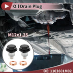 Set of 1 Oil Drain Plug for Nissan Infiniti (No. 1102601M02) Black White