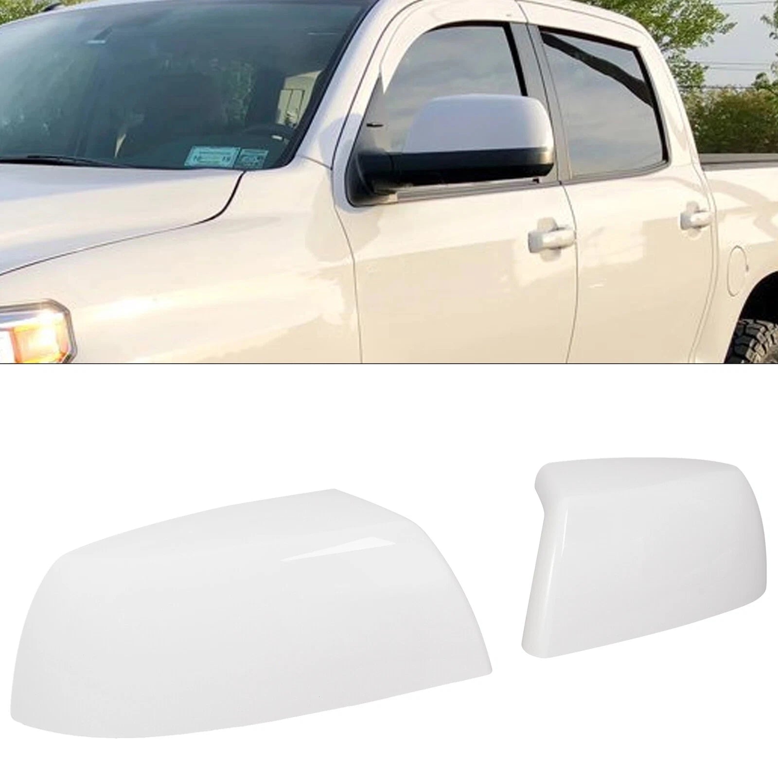 White Mirror Caps for Toyota Tundra Sequoia (2011-2019)