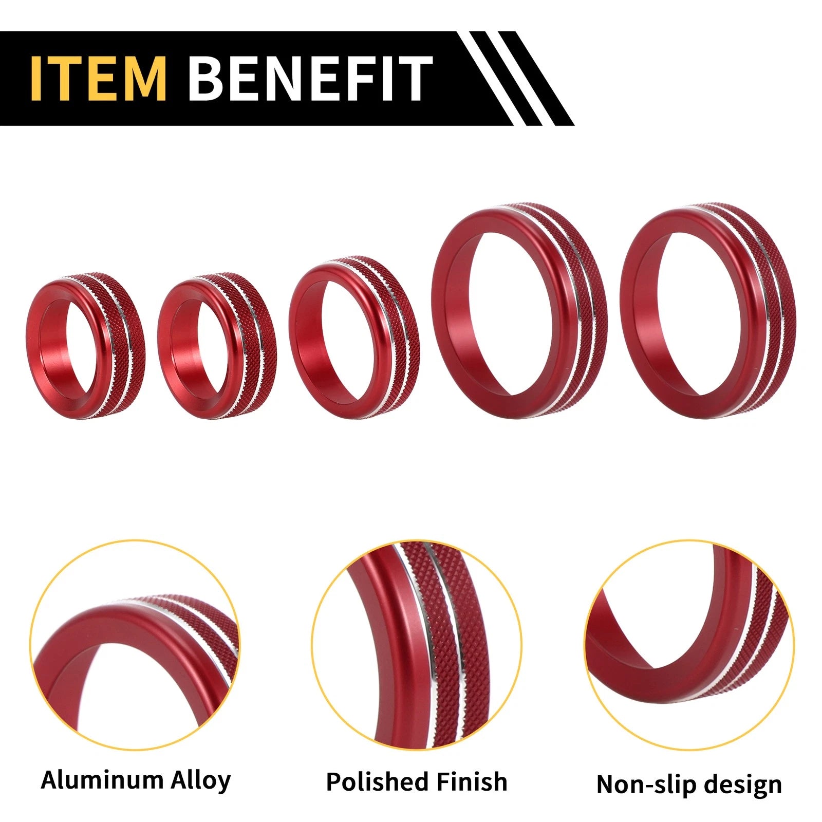 Air Conditioner Volume Switch Knob Cover Ring for Ford Maverick (2022–2024) Red