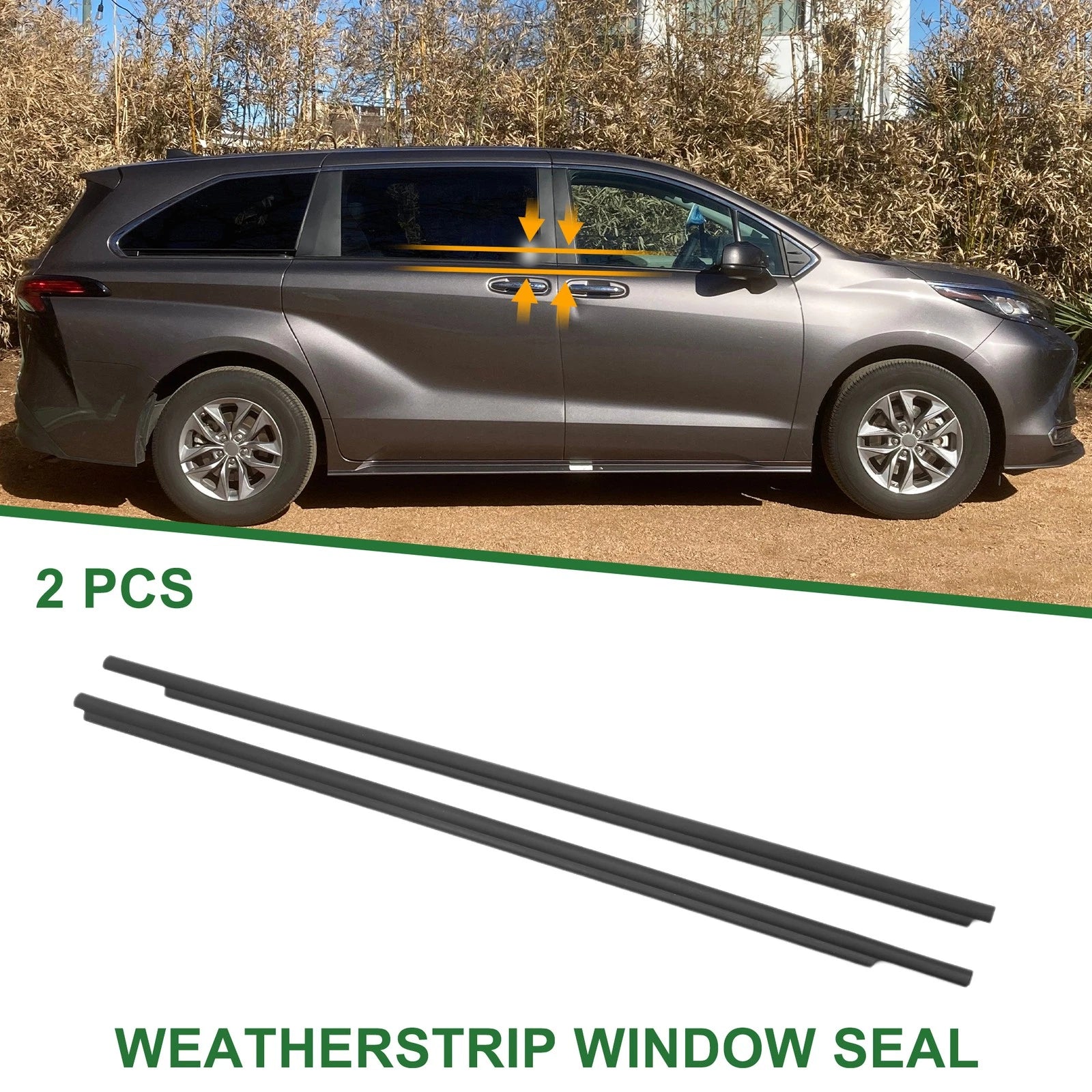 2pcs Weatherstrip Window Seal No.68160AE010 for Toyota Sienna (2011–2020)
