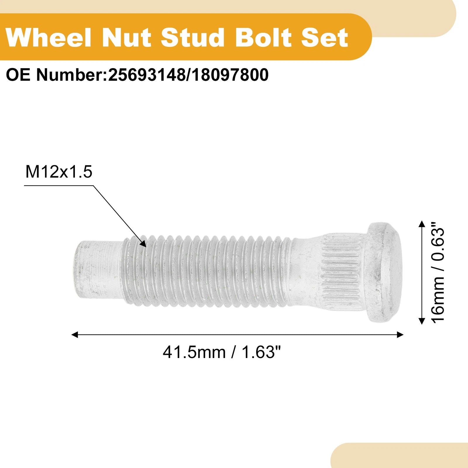 M12x1.5 Wheel Lug Studs for Buick Regal (1987–2004) - Set of 5