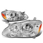 Pair of Chrome Housing Amber Side Headlights for Toyota Corolla (2003–2008)