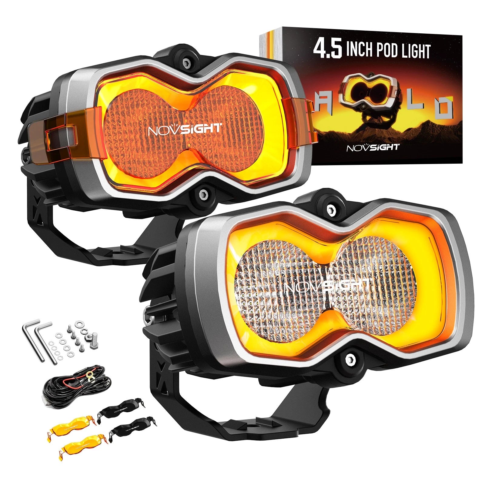 2X NOVSIGHT HALO Pro Series 4.5'' LED Pod Light for Jeep Pickup