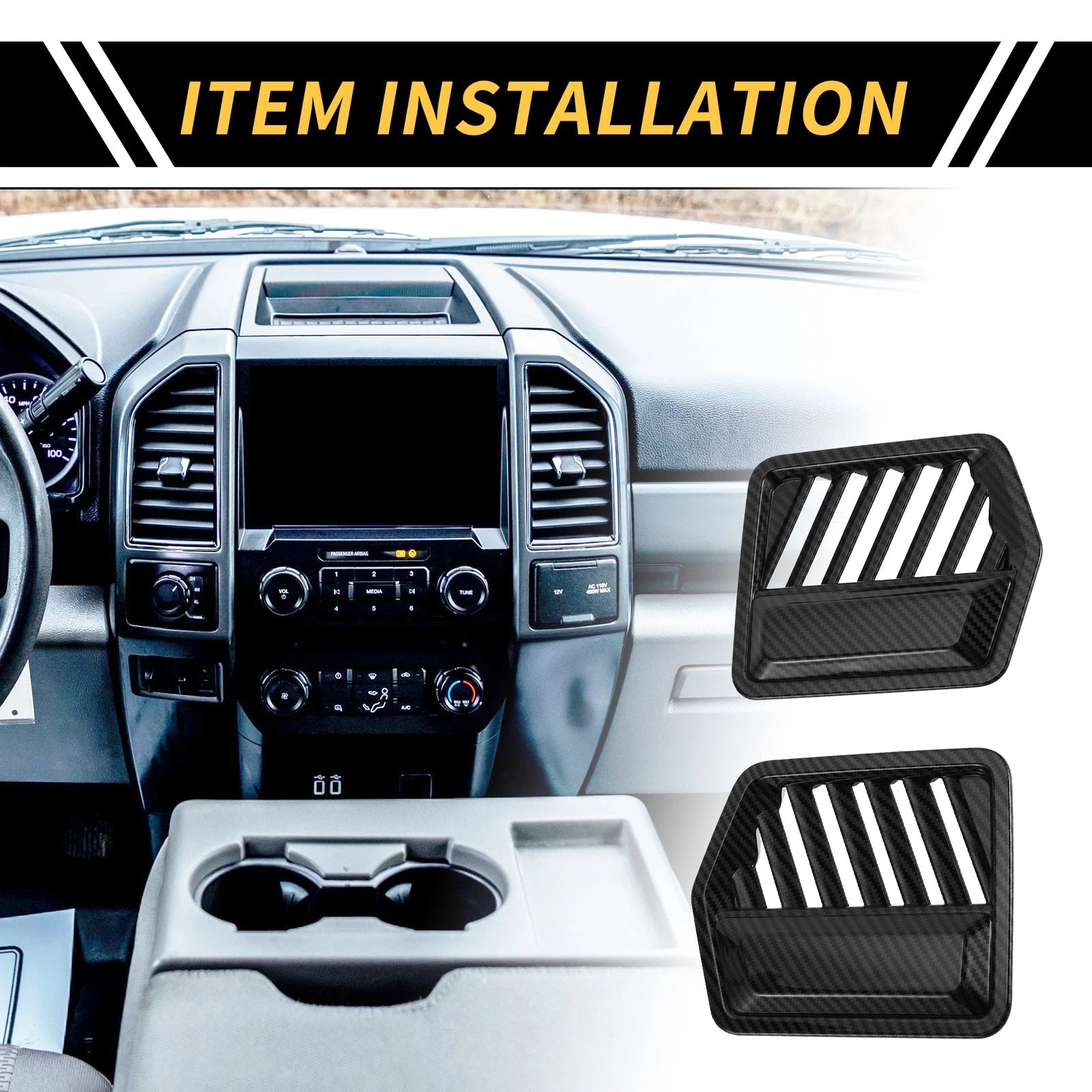 1 Pair Dashboard Side Air Vent AC Outlet Cover Trim for Ford F-150 (2015–2020)